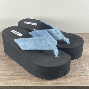 Y2K Pull&Bear Platform Flip Flops Wedge Thong Sandals - Size 8